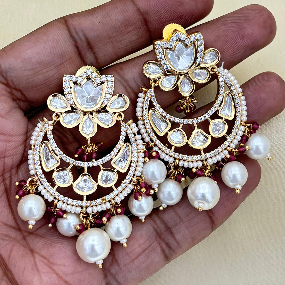 Jewel Addiction Designer Polki kundan Stone And Beads Dangler Earrings