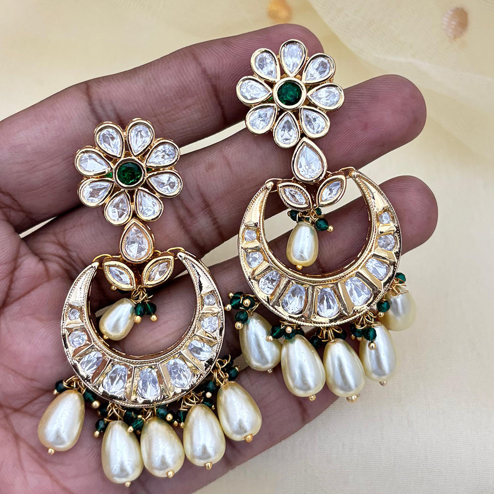 Jewel Addiction Designer Polki kundan Stone And Beads Dangler Earrings