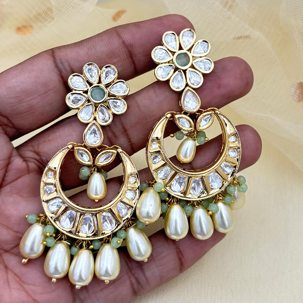 Jewel Addiction Designer Polki kundan Stone And Beads Dangler Earrings