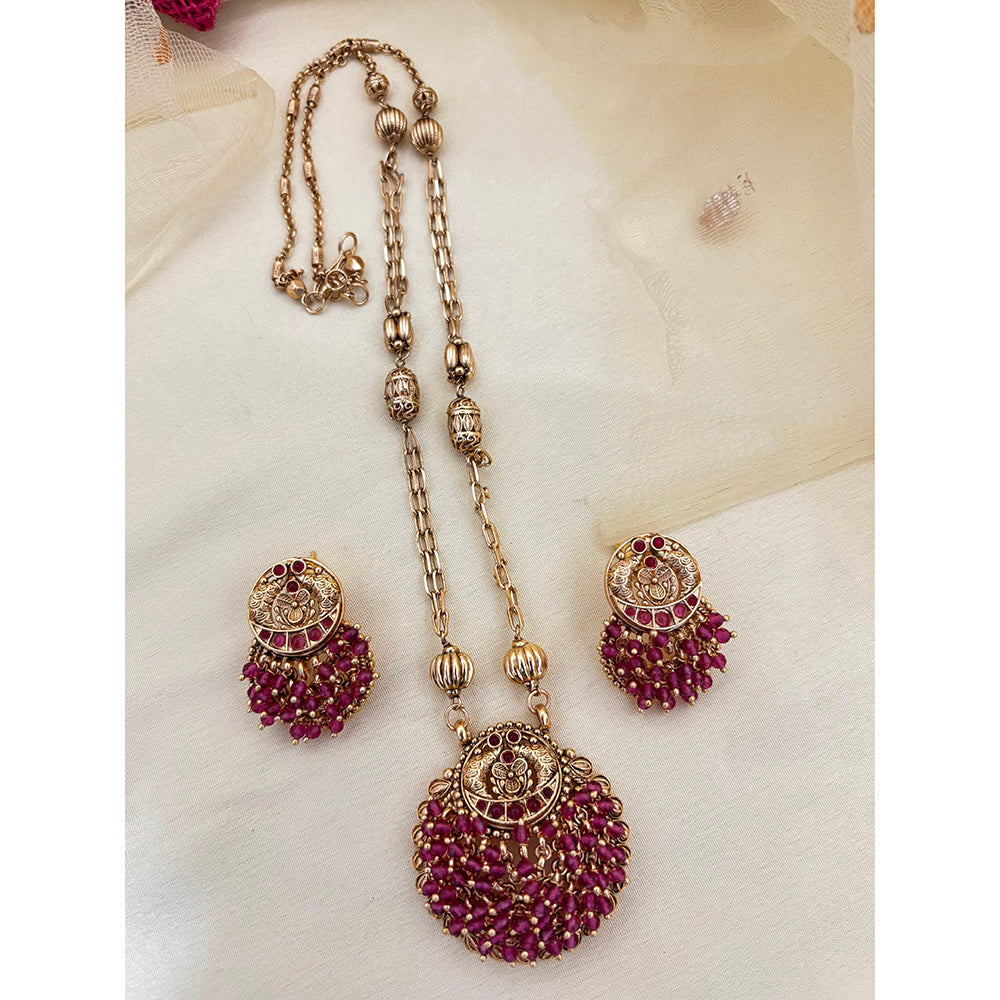 Jewel Addiction Pota Stone And Pearl Long Necklace Set