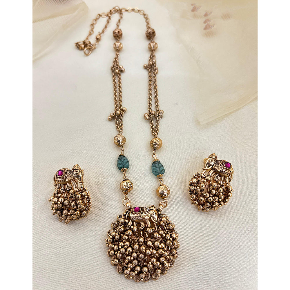 Jewel Addiction Pota Stone And Pearl Long Necklace Set