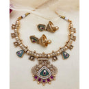 Jewel Addiction Elegant Pota Stone And Pearl Designer Necklace Set