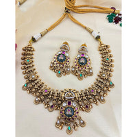 Jewel Addiction Elegant Pota Stone And Pearl Designer Necklace Set