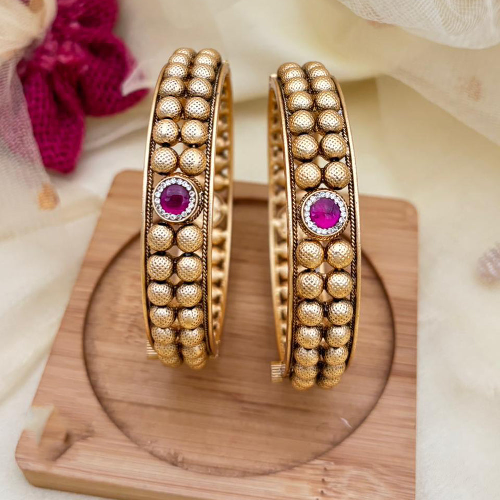 Jewel Addiction Pota Stone And Beads Openable Designer Bangles Set