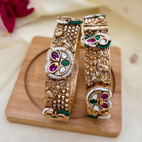 Jewel Addiction Pota Stone And Austrian Stone Openable Designer Bangles Set