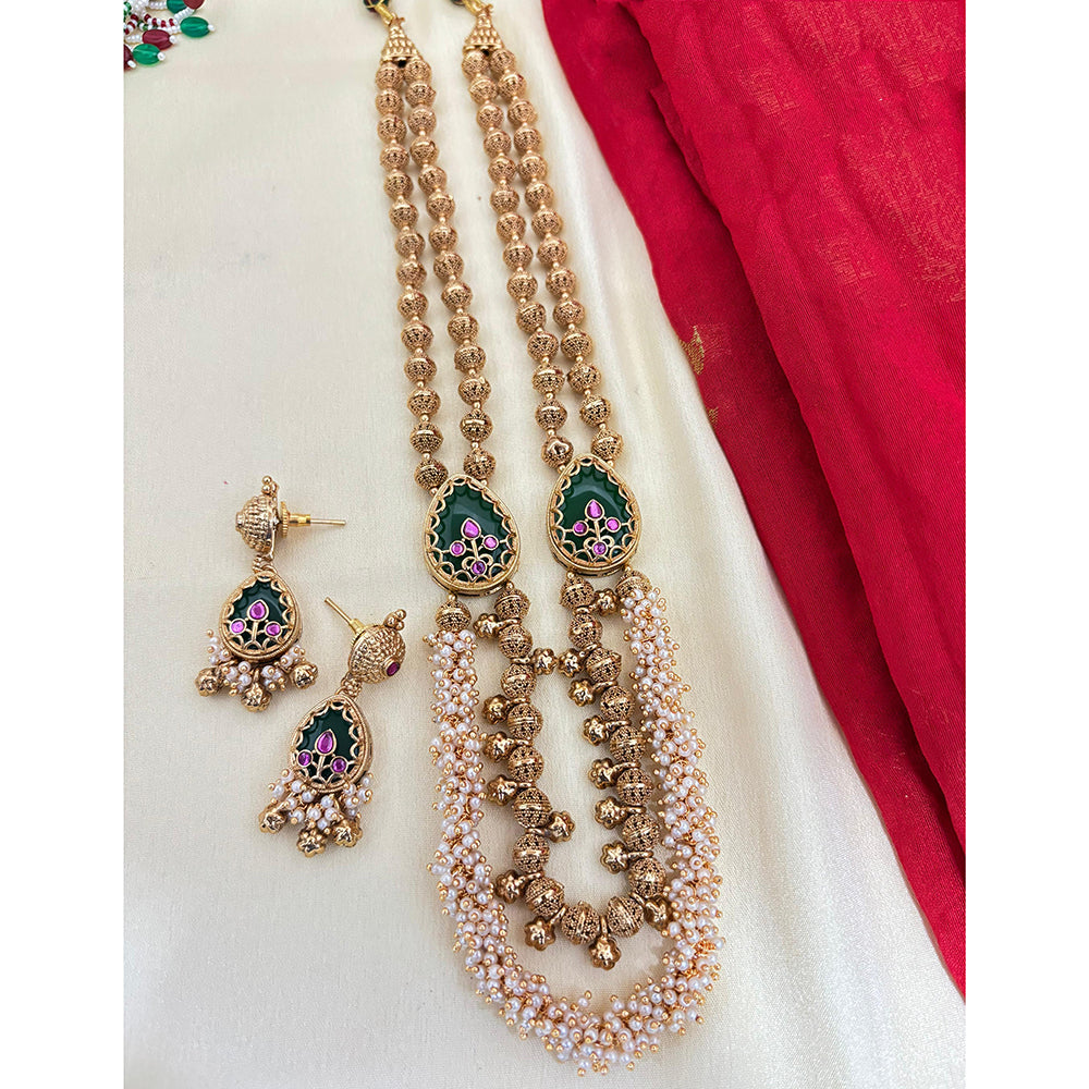 Jewel Addiction Pota Stone And Pearl Elegant Necklace Set