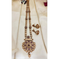 Jewel Addiction Floral Motif Pota Stone And Pearl Long Set