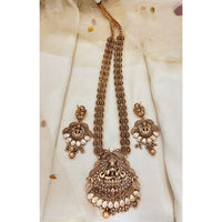 Jewel Addiction South Indian Pearl Temple Long Necklace Set