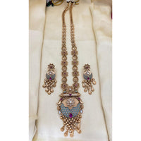Jewel Addiction Floral Motif Pota Stone And Meenakari Long Set
