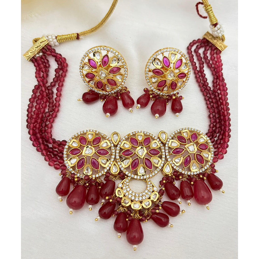 Jewel Addiction Heavy Look Polki Kundan And Beads Choker Necklace Set