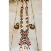 Jewel Addiction Floral Motif Pota Stone And Meenakari Long Set