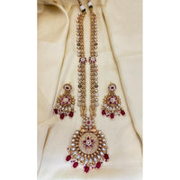 Jewel Addiction Floral Motif Pota Stone And Meenakari Long Set