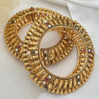 Jewel Addiction Vintage Style Pota Stone Openable Bangles Set