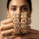 Jewel Addiction Luxury Look Polki Kundan Pearl Openable Bangles Set