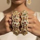 Jewel Addiction Luxury Look Polki Kundan Pearl Openable Bangles Set