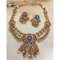 Jewel Addiction  Designer Pota Stone and Pearl Elegant Necklace Set