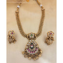 Jewel Addiction  Designer Pota Stone and Pearl Elegant Necklace Set