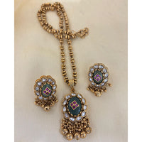 Jewel Addiction  Designer Pota Stone and Pearl Elegant Necklace Set