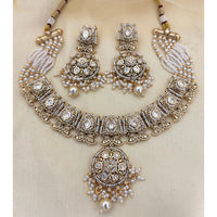Jewel Addiction  Designer Pota Stone and Pearl Elegant Necklace Set