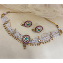 Jewel Addiction  Designer Pota Stone and Pearl Elegant Necklace Set