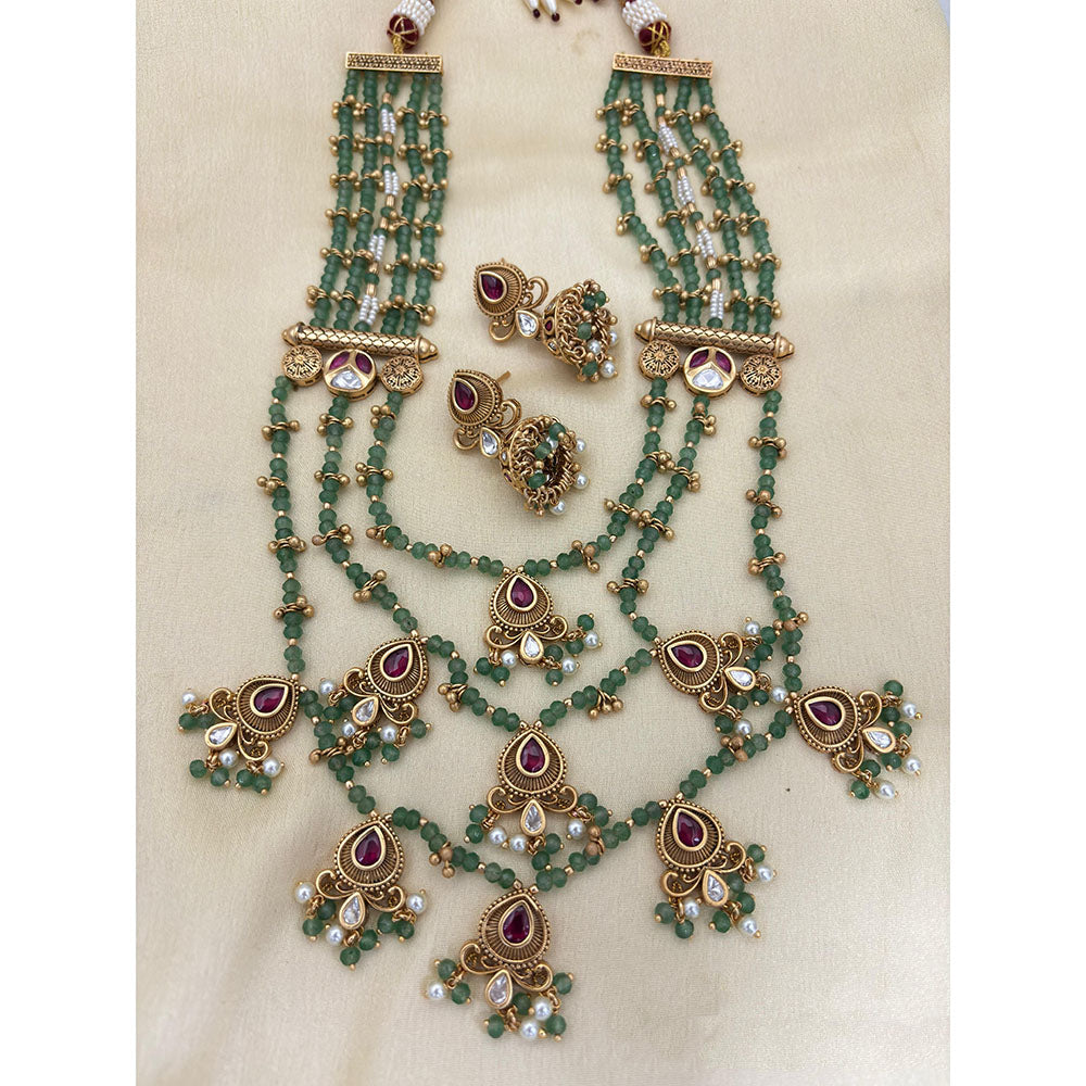 Jewel Addiction  Designer Pota Stone and Pearl Elegant Necklace Set