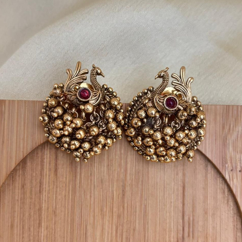 Jewel Addiction Royal Peacock Pota Stone And Pearl Stud Earrings