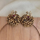 Jewel Addiction Royal Peacock Pota Stone And Pearl Stud Earrings