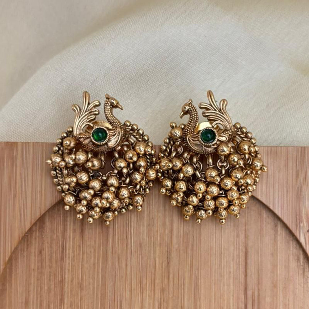 Jewel Addiction Royal Peacock Pota Stone And Pearl Stud Earrings