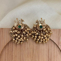 Jewel Addiction Royal Peacock Pota Stone And Pearl Stud Earrings