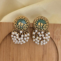 Jewel Addiction South Indian Style Pearl Cluster Dangler Earrings