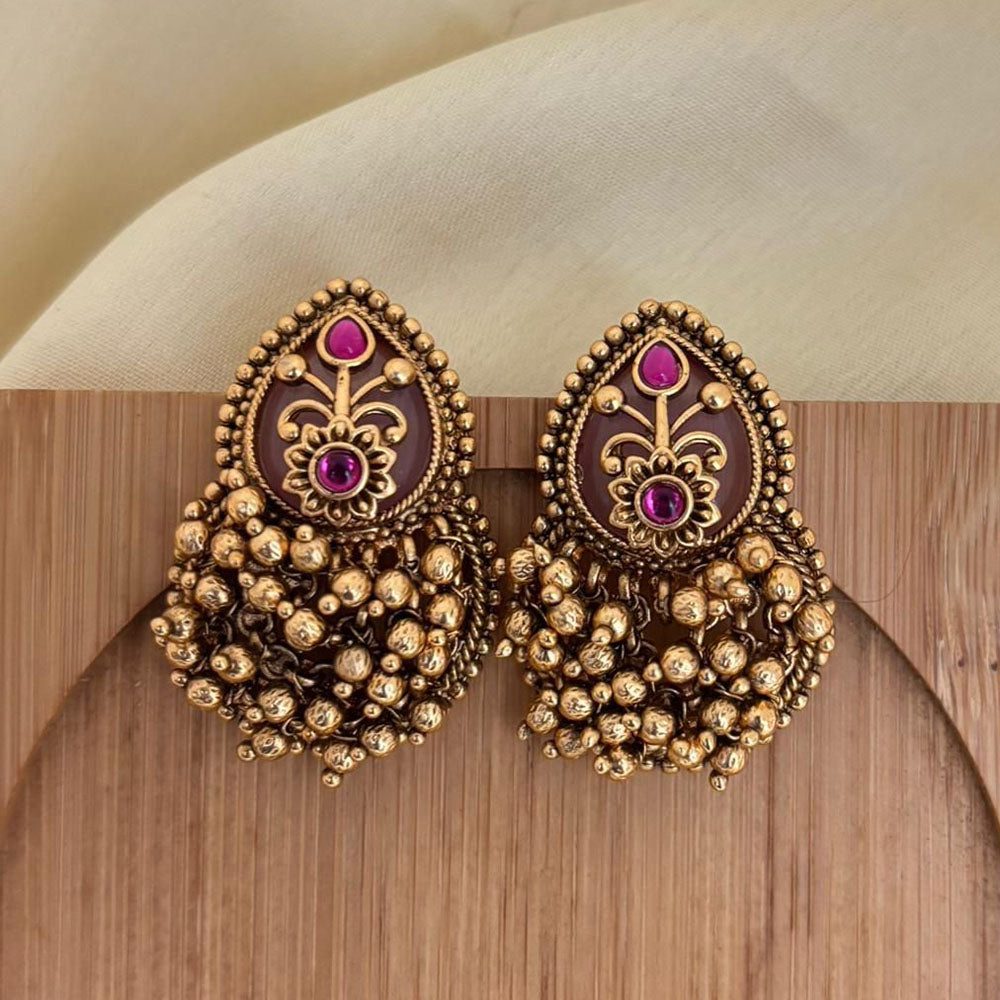 Jewel Addiction Pota Stone And Pearl Cluster Dangler Earrings