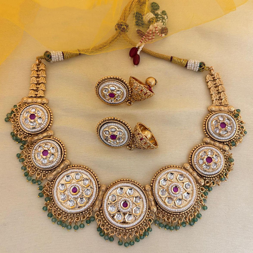 Jewel Addiction Designer Pota Stone And Pearl Necklace Set