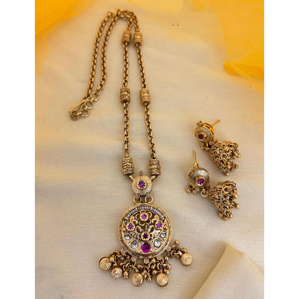 Jewel Addiction Designer Pota Stone And Pearl Long Necklace Set