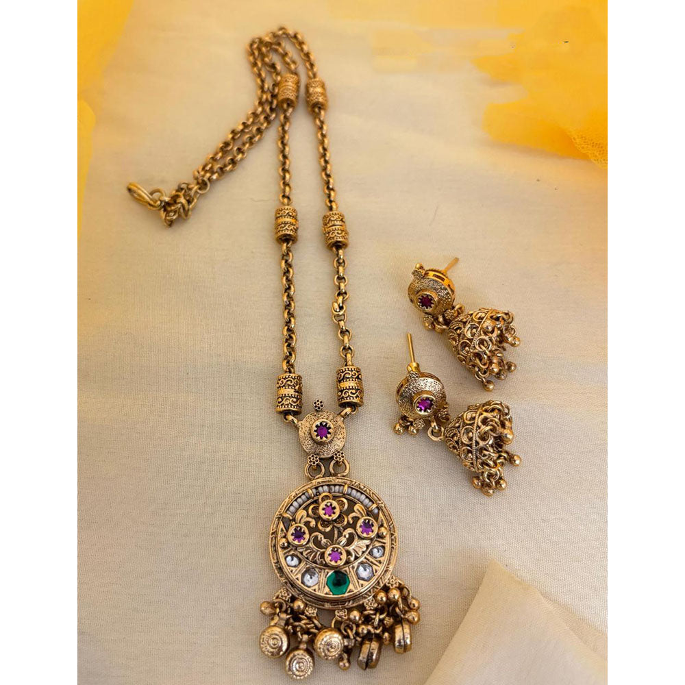 Jewel Addiction Designer Pota Stone And Pearl Long Necklace Set