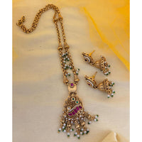 Jewel Addiction Designer Pota Stone And Pearl Long Necklace Set