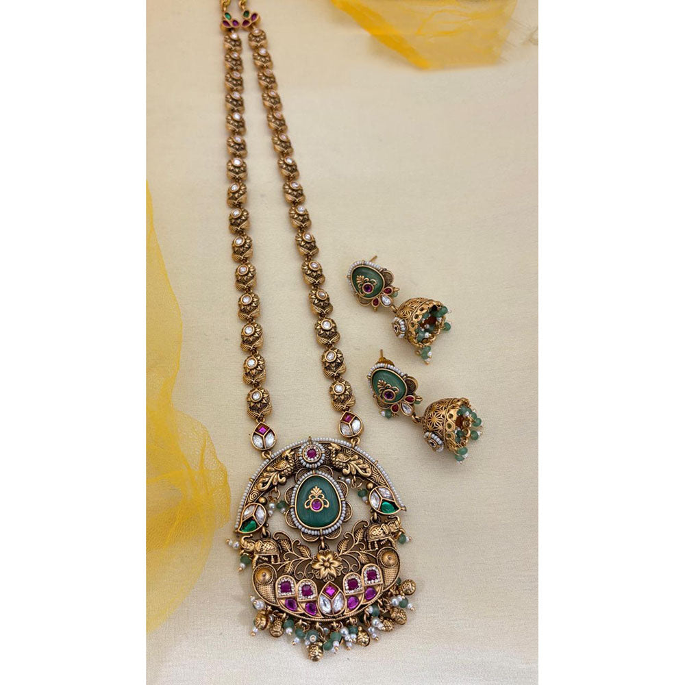 Jewel Addiction Designer Pota Stone And Pearl Long Necklace Set