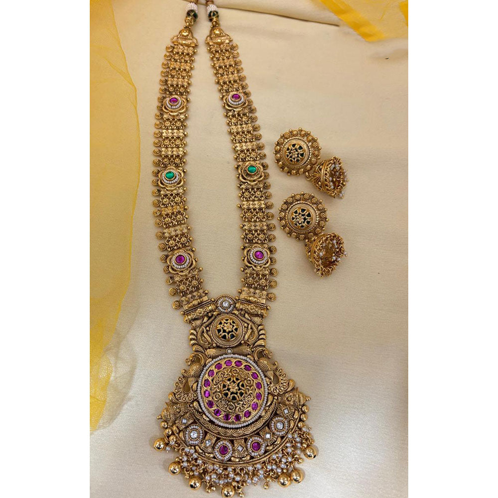 Jewel Addiction Designer Pota Stone And Pearl Long Necklace Set