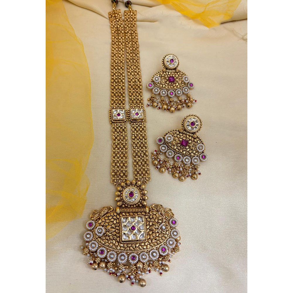 Jewel Addiction Designer Pota Stone And Pearl Long Necklace Set