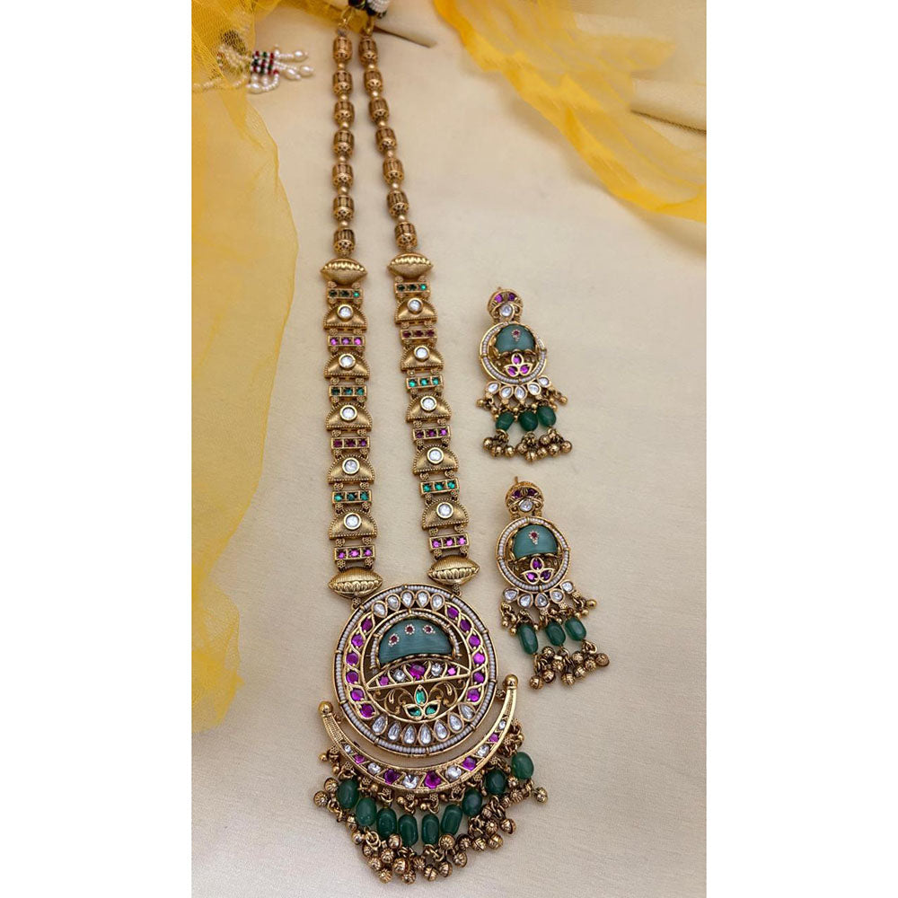 Jewel Addiction Designer Pota Stone And Pearl Long Necklace Set