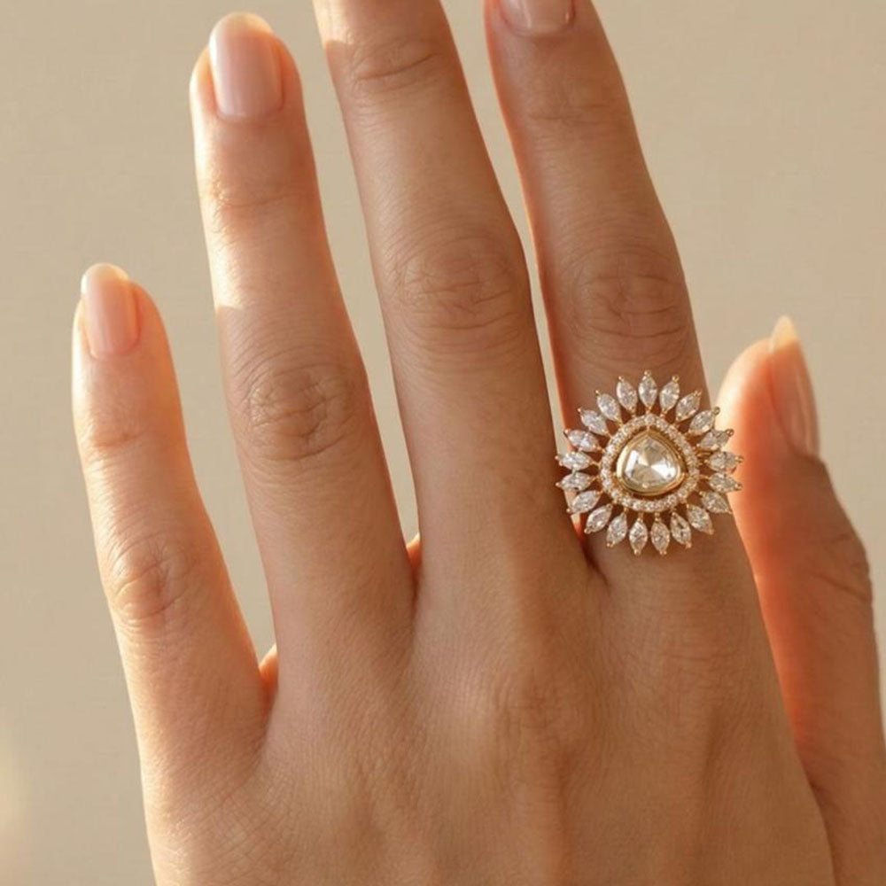 Jewel Addiction Kundan And Austrian Stone Designer Finger Ring
