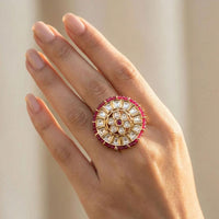 Jewel Addiction Pota Stone And Pearl Designer Finger Ring