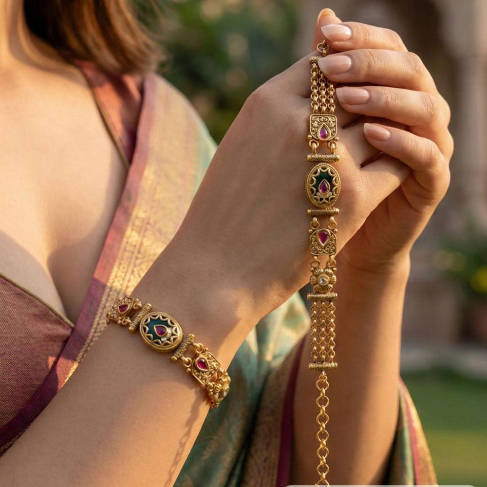 Jewel Addiction Heritage Style Pota Stone Adjustable Bracelet