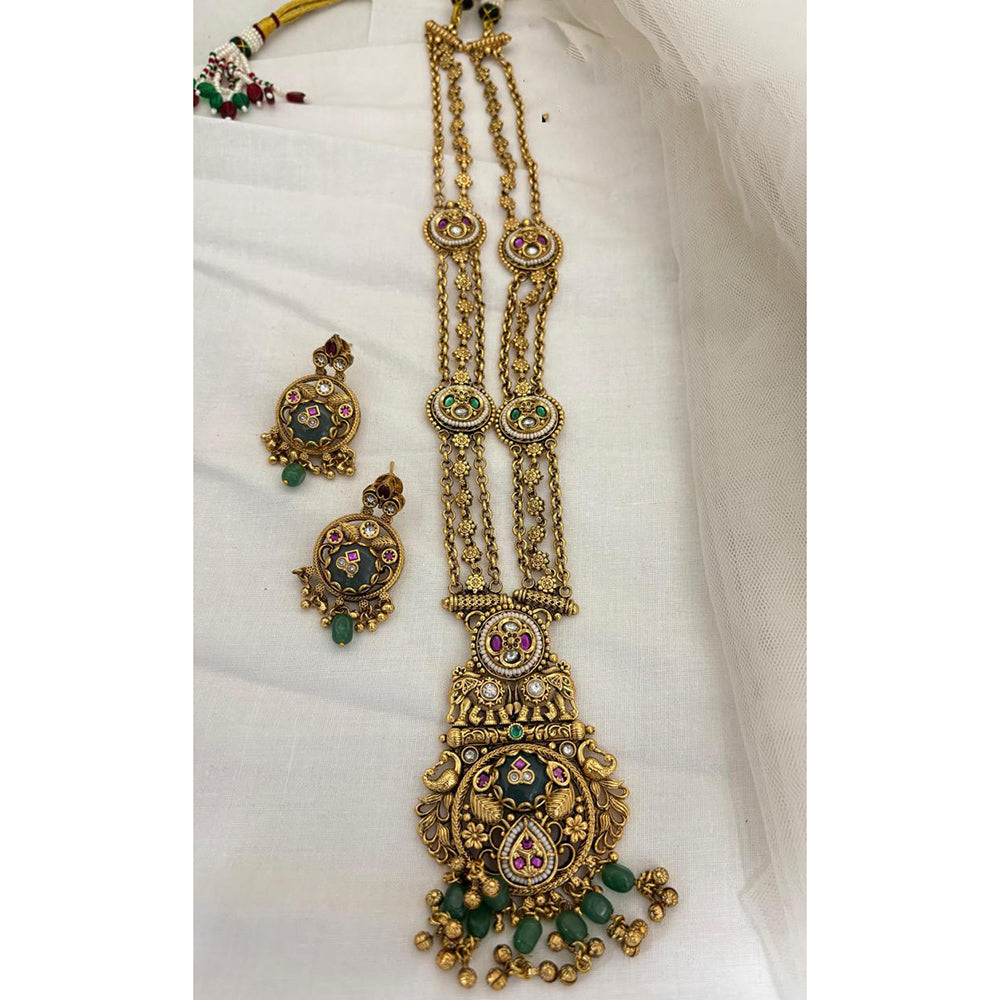 Jewel Addiction Designer Pota Stone And Pearl Long Necklace Set