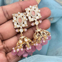 Jewel Addiction Polki Kundan Stone And Beads Designer Jhumki Earrings
