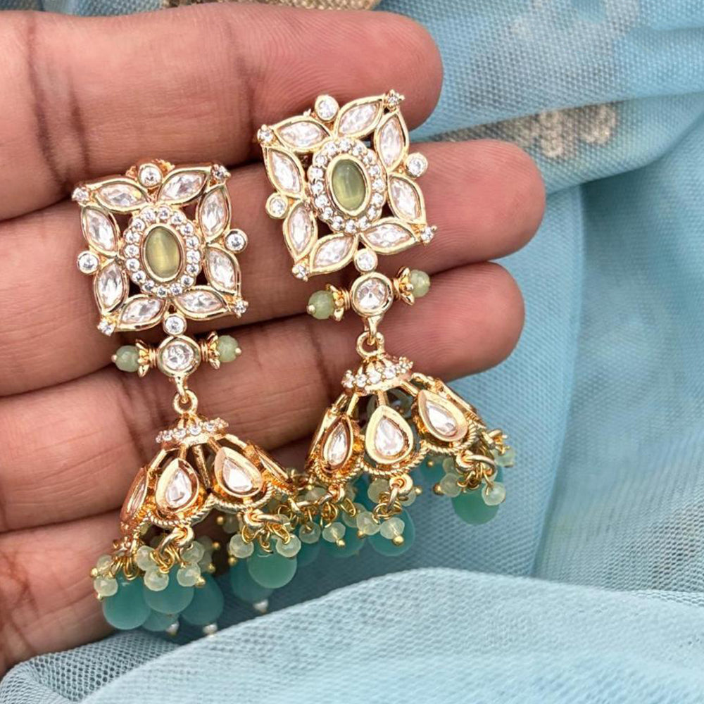 Jewel Addiction Polki Kundan Stone And Beads Designer Jhumki Earrings