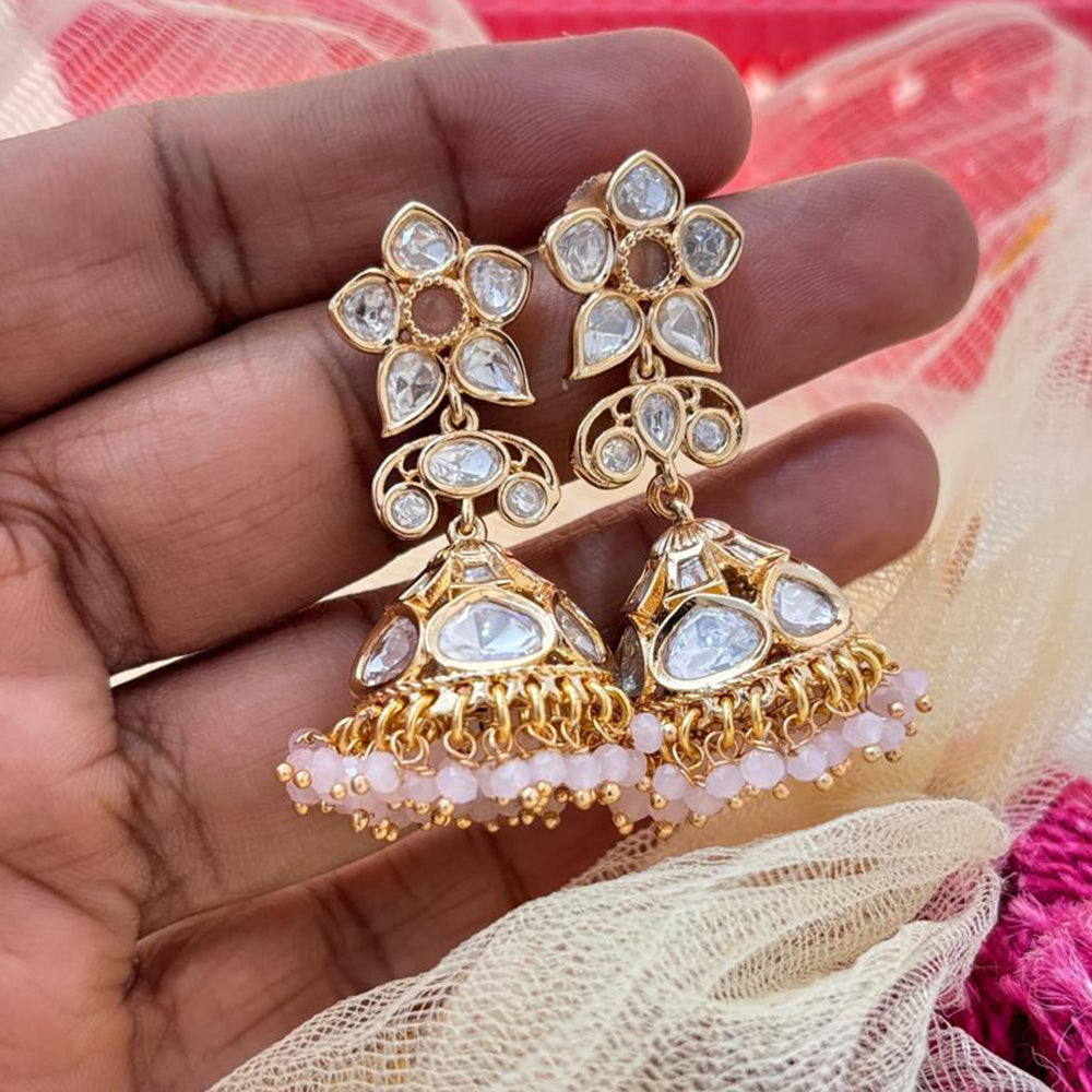 Jewel Addiction Polki Kundan Stone And Pearl Designer Jhumki Earrings