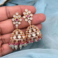 Jewel Addiction Polki Kundan Stone And Beads Designer Jhumki Earrings