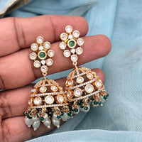Jewel Addiction Polki Kundan Stone And Beads Designer Jhumki Earrings