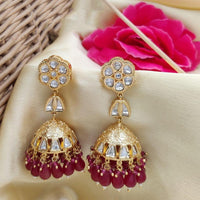 Jewel Addiction Polki Kundan Stone And Beads Designer Jhumki Earrings