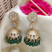 Jewel Addiction Polki Kundan Stone And Beads Designer Jhumki Earrings